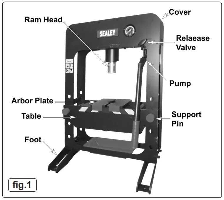 SEALEY PPB15 15Tonne Premier Hydraulic Press Bench Type - fig1
