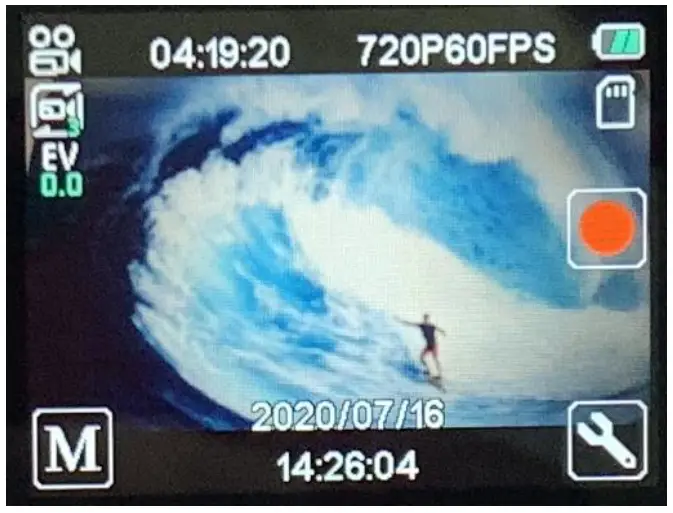 okejeye OK900 Action Camera - Interface display