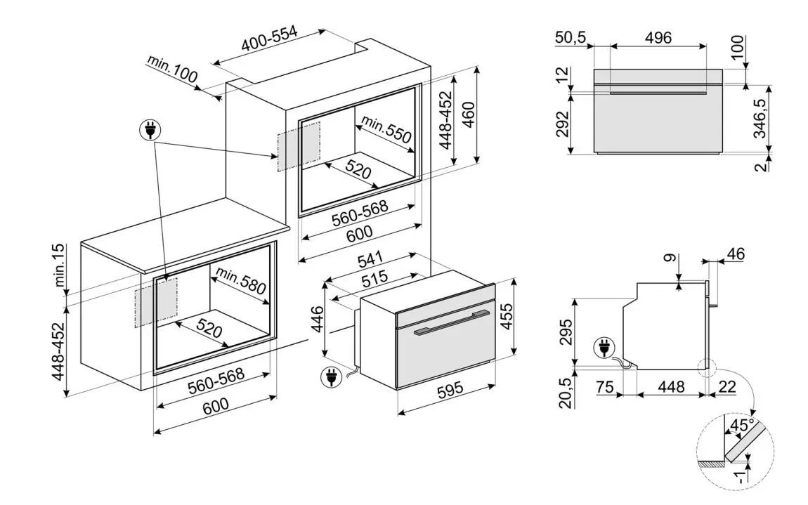 smeg SCU45VCS1 24 Inch Single Electric Wall Oven - overview 2