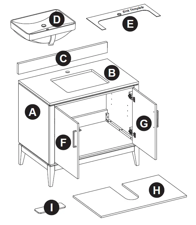 Eviva 2483VA-36-201 36-IN VANITY WITH TOP 1