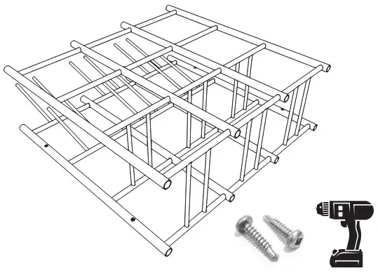 PROSLAT 65012 Heavy Duty 12 Tote Storage Rack - JOINING FRONT TO REAR GRID 2