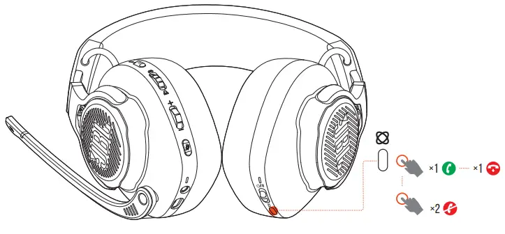 JBL Quantum 910 Black Wireless ANC Over Ear Gaming Headset - Control calls