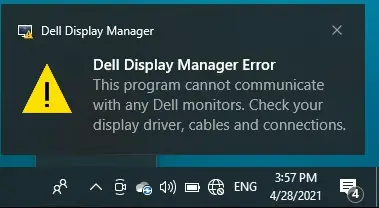 Dell 27 Monitor - S2722DC- message