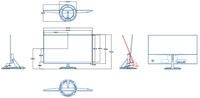 ASUS VG2791R Series Gaming LCD Monitor -Outline dimension