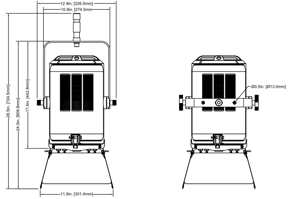 ELATION KL FRESNEL 8 FC - DIMENSIONS1