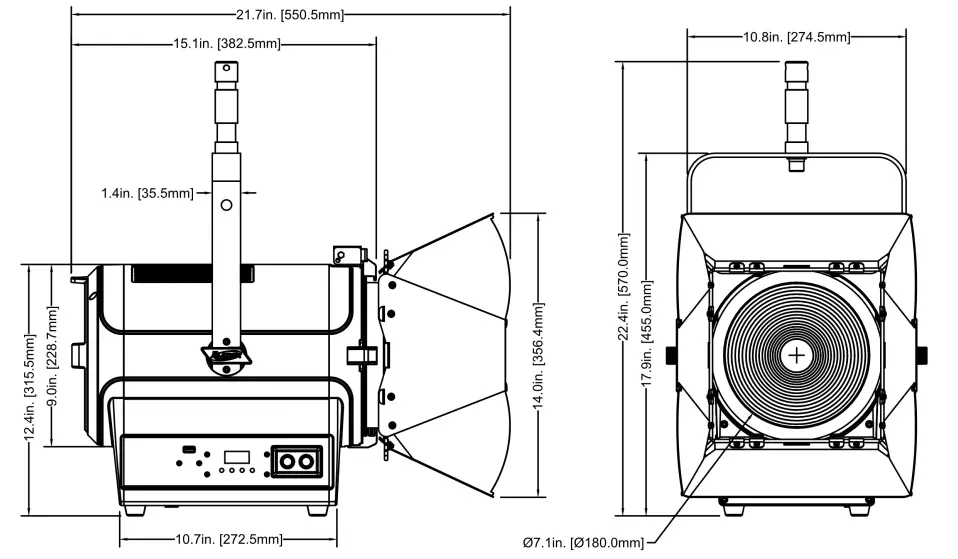 ELATION KL FRESNEL 8 FC - DIMENSIONS2