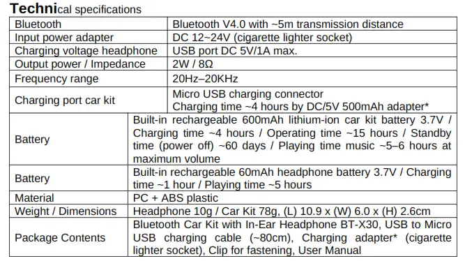 Technaxx Bluetooth Car Kit BT-X30