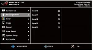Interface Asus XG25BQ Republic of Gamers ROG Strix Gaming Monitor
