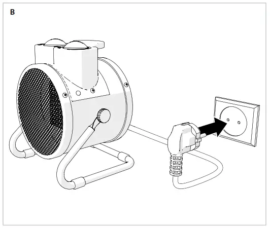 nedis HTIF20FYW Industrial Design Fan Heater - Fig B