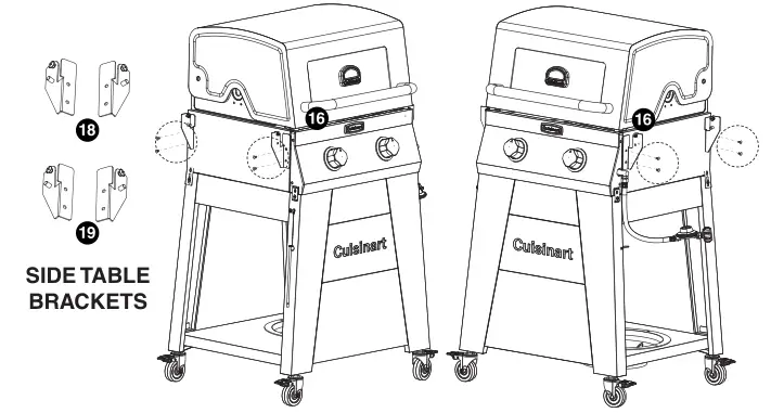 Cuisinart Deluxe Two Burner Gas Grill - Attach RIGHT SIDE TABLE BRACKETS