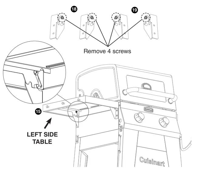 Cuisinart Deluxe Two Burner Gas Grill - Attach LEFT SIDE TABLE