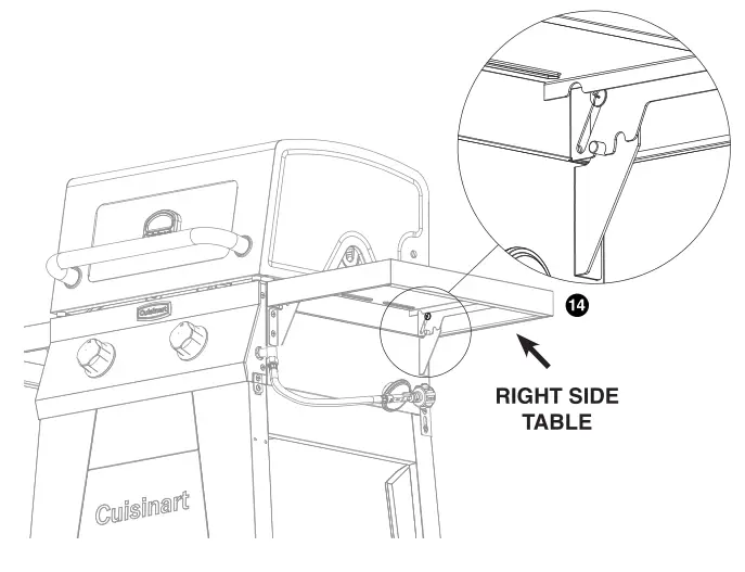 Cuisinart Deluxe Two Burner Gas Grill - Attach RIGHT SIDE TABLE