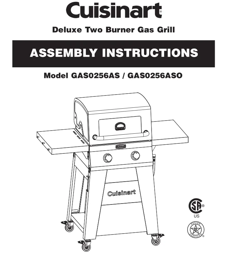 Cuisinart Deluxe Two Burner Gas Grill [GAS0256AS, GAS0256ASO] User Manual