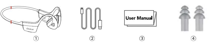 iDeaPLAY BCH 20 Bone Conduction Headphones - PACKACGE CONTENTS