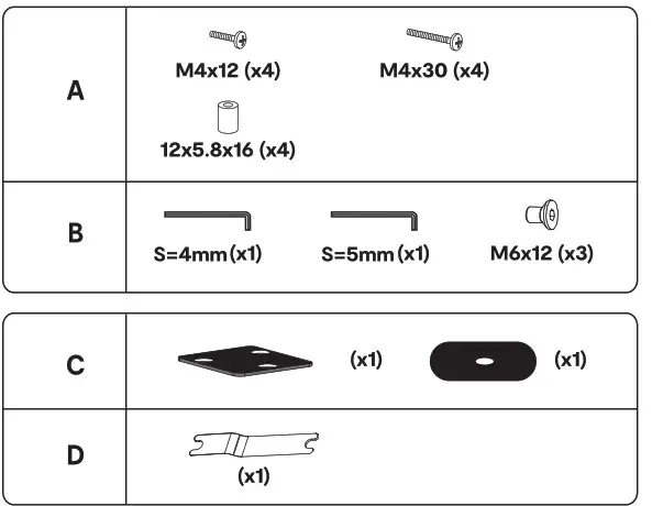 anko 43108121 Gas Lift Monitor Arm Instruction - Parts included 3
