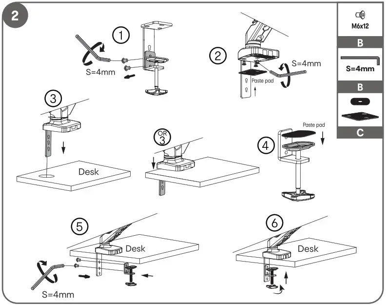 anko 43108121 Gas Lift Monitor Arm Instruction - Parts included 5