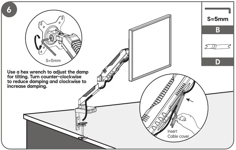 anko 43108121 Gas Lift Monitor Arm Instruction - overview 2