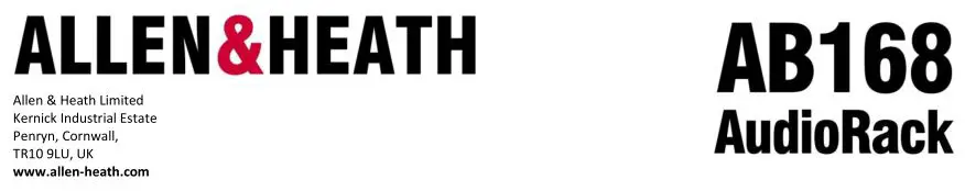 ALLEN HEATH LTD AB168 AudioRack User Manual