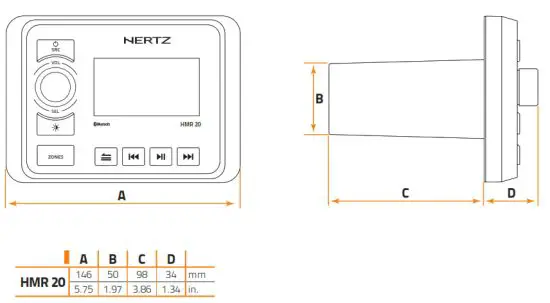 HERTZ HMR20 Digital Media Receiver - DIMENSIONS