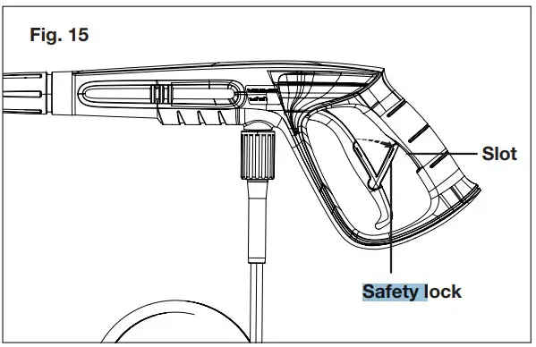 SUNJOE SPX4501 RM 13A Electric Pressure Washer With Onboard Hose Reel Owners - Safety lock