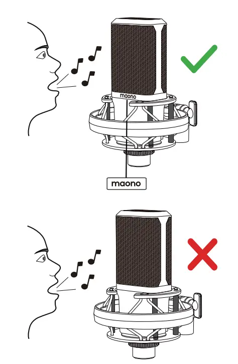 maono AU-PM500 Professional Large Diaphragm Microphone User Manual - Always talk to the front of microphone