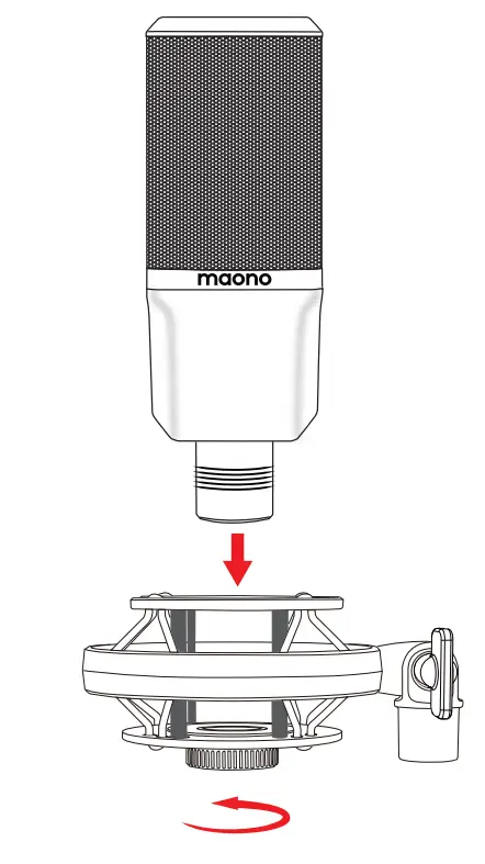 maono AU-PM500 Professional Large Diaphragm Microphone User Manual - Install the micropone on the shock mount
