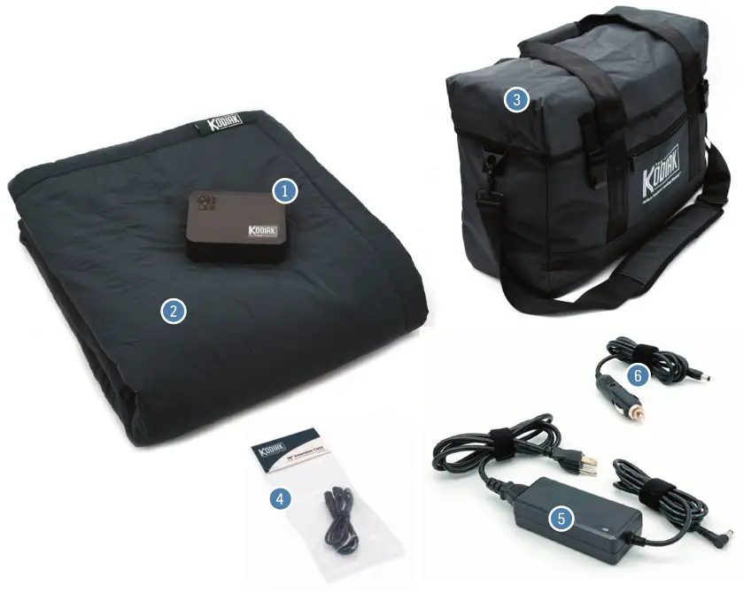 KODIAK B07JQ979XC Battery Powered Heating Blanket - whats in the box