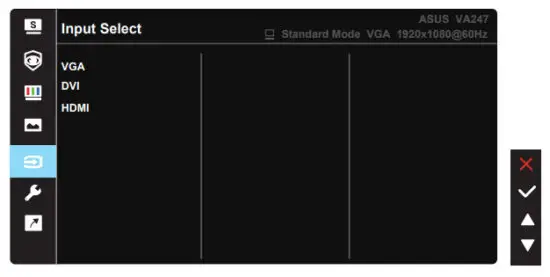 ASUS VA247HE LED Eye Care Monitor - Input Select
