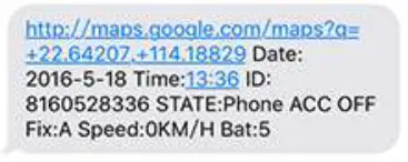 Sin Track GPS Tracker With Read data from - MASSAGE 2