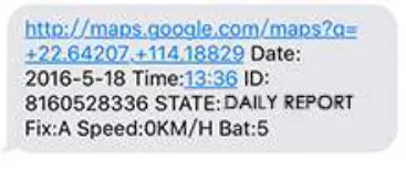 Sin Track GPS Tracker With Read data from - MASSAGE 3