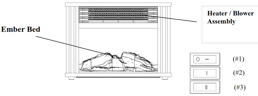 RED STONE Tabletop Fireplace Heater - DIAGRAM