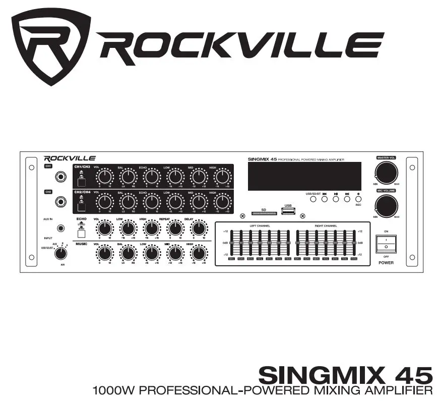 ROCKVILLE SINGMIX 45 Professional Powered Mixing Amplifier User Manual
