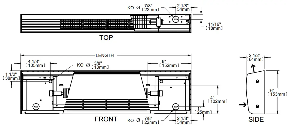 stelpro DBI SERIES ALUMINUM DRAFT BARRIER - TECHNICAL DRAWINGS