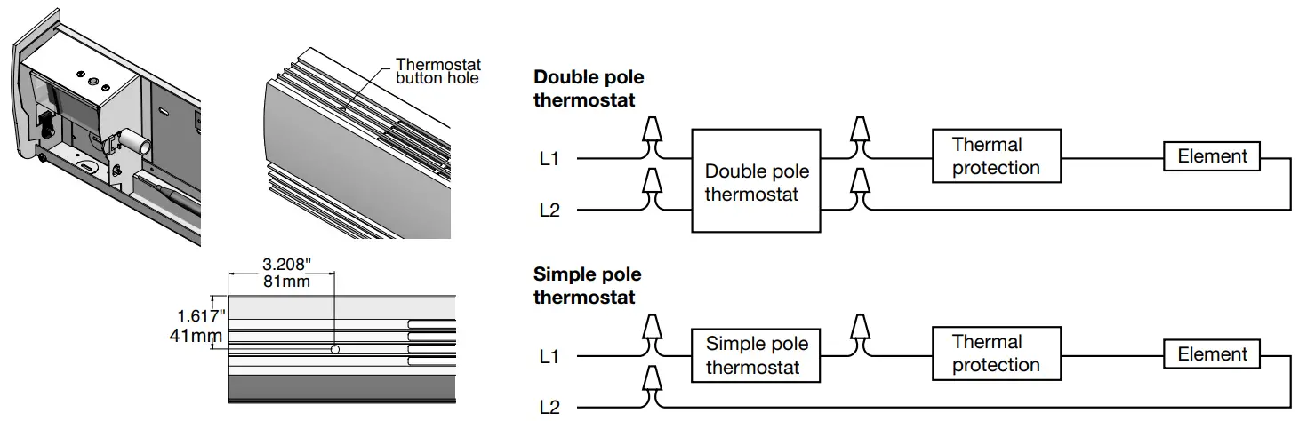 stelpro DBI SERIES ALUMINUM DRAFT BARRIER - THERMOSTAT