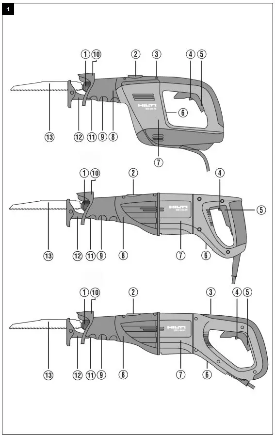 HILTI WSR 900-PE Variable Corded Reciprocating Saw Instruction Manual - Fig 1