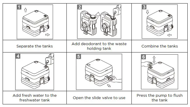 KOMODO 20L Portable Toilet KDPOR20TLTB - Flushing