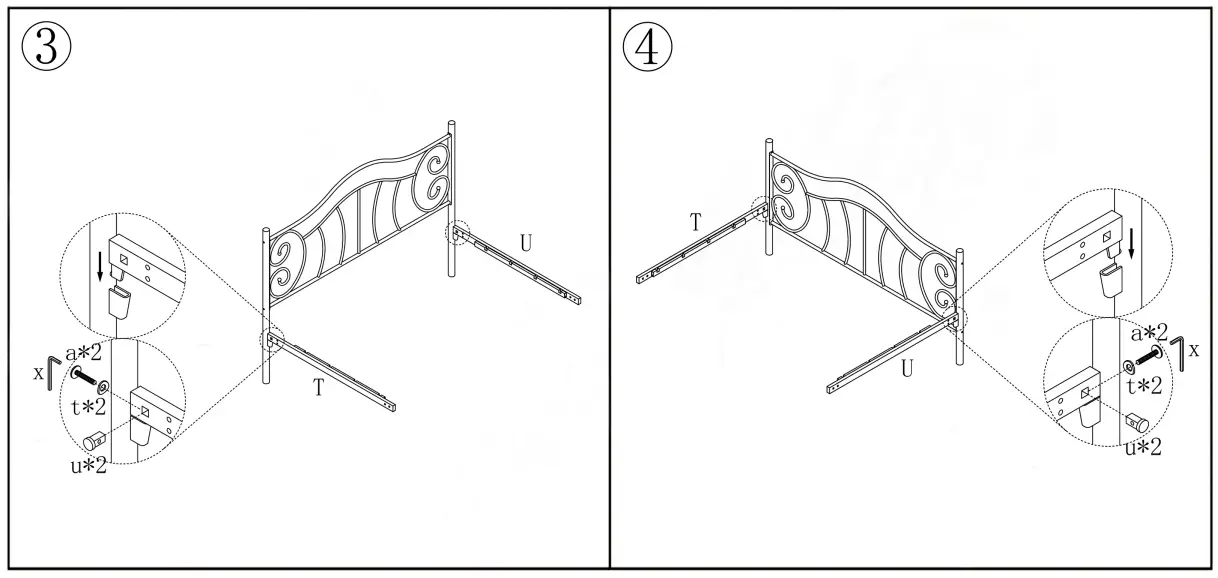 Home Depot BF 761G 6043 in W White Metal Frame Queen Platform Bed with Headboard and Footboard - fig 1