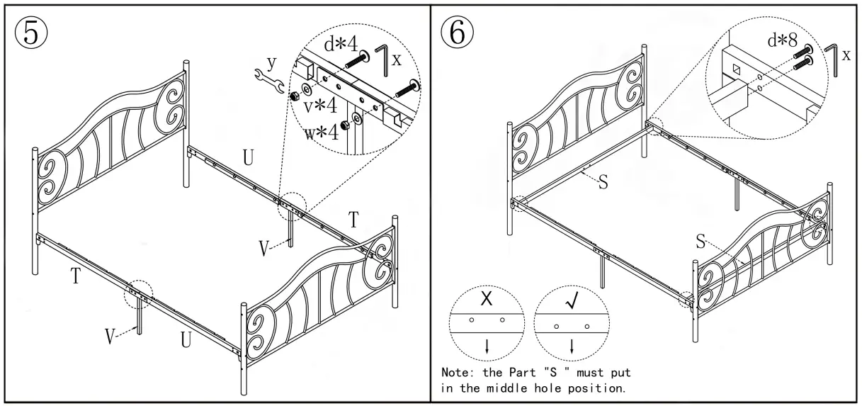 Home Depot BF 761G 6043 in W White Metal Frame Queen Platform Bed with Headboard and Footboard - fig 2