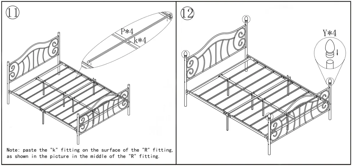 Home Depot BF 761G 6043 in W White Metal Frame Queen Platform Bed with Headboard and Footboard - fig 5