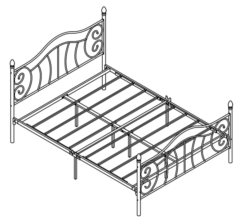 Home Depot BF 761G 6043 in W White Metal Frame Queen Platform Bed with Headboard and Footboard