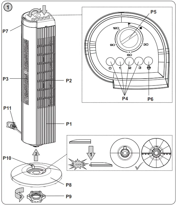 Gallet VEN 11T 36'' Tower Fan with Remote - DESCRIPTION OF THE APPLIANCE