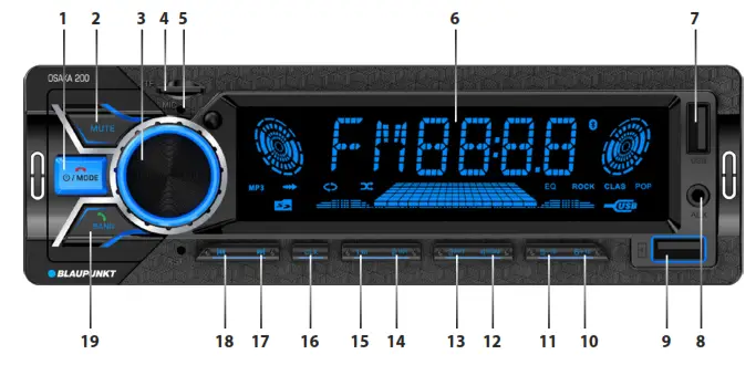 BLAUPUNKT Osaka 200 Car Radio - KEY FUNCTIONS