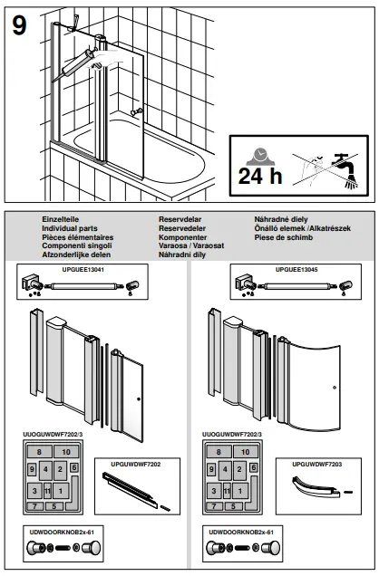 Gustavsberg LOGIC VZ 100 Bath Screen Elox-Gloss-fig12