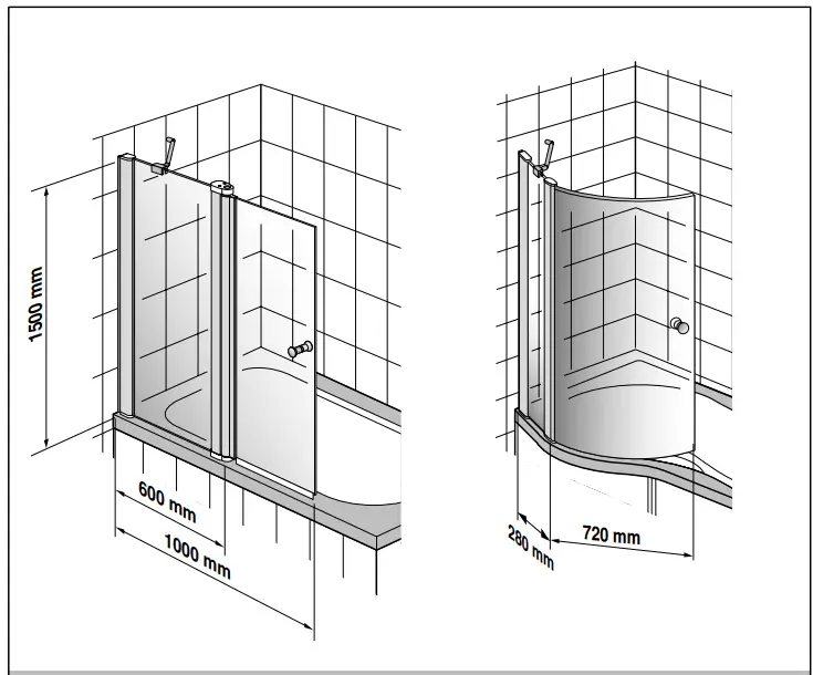 Gustavsberg LOGIC VZ 100 Bath Screen Elox-Gloss-fig3