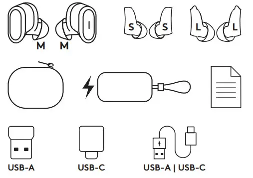 logitech Zone True Wireless - WHAT’S IN THE BOX