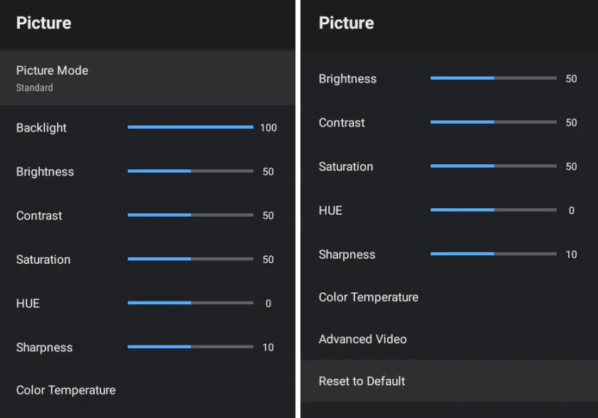 BLAUPUNKT BP420FSG9700 42 icnh Full HD Smart TV - SETTINGS MENU1