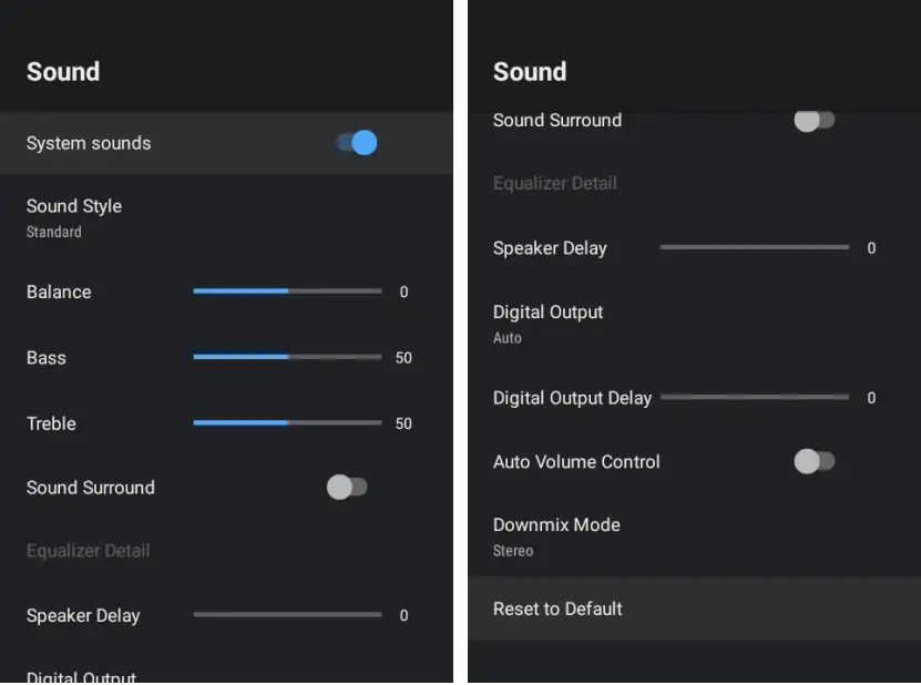 BLAUPUNKT BP420FSG9700 42 icnh Full HD Smart TV - SOUND SETTINGS MENU