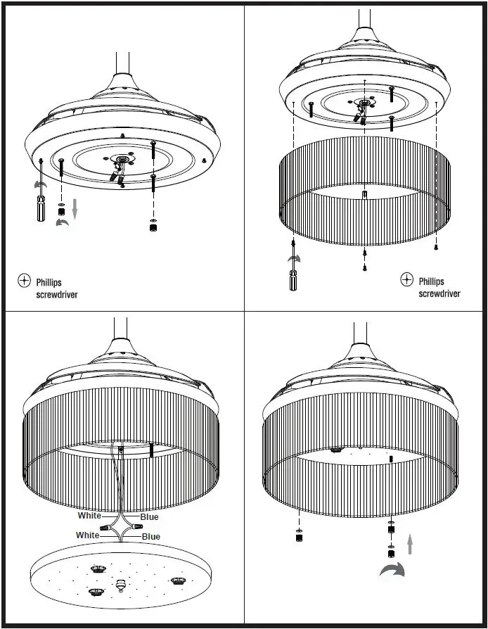 Parrot Uncle F3502WH110V 36 Inch Chrome Retractable Crystal Chandelier Ceiling Fan-10