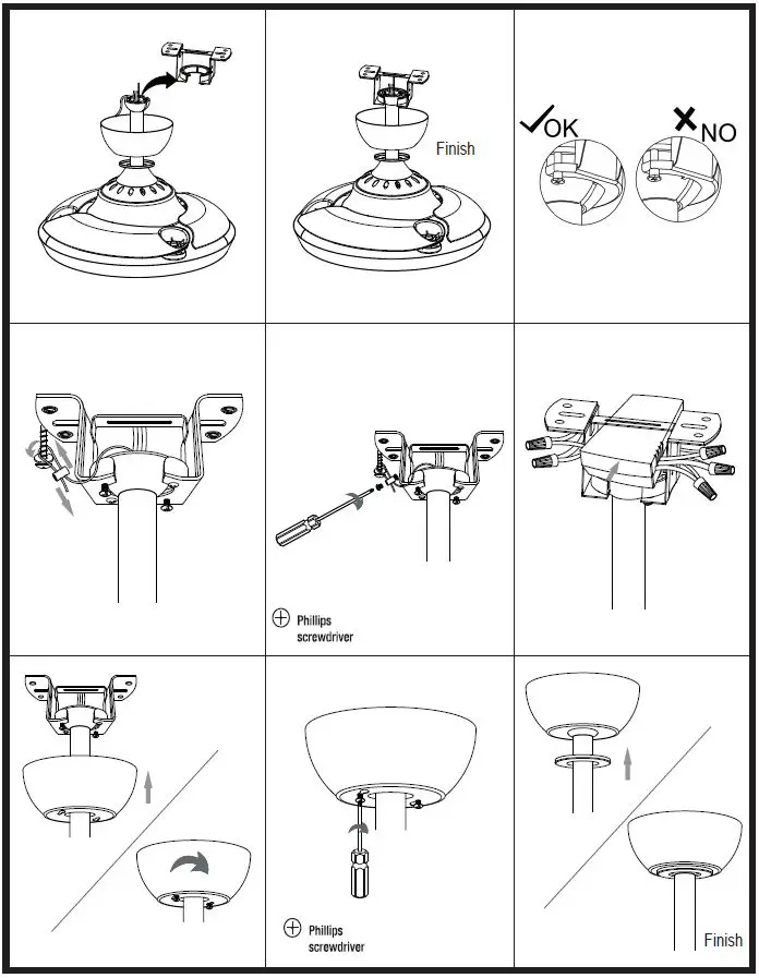 Parrot Uncle F3502WH110V 36 Inch Chrome Retractable Crystal Chandelier Ceiling Fan-5