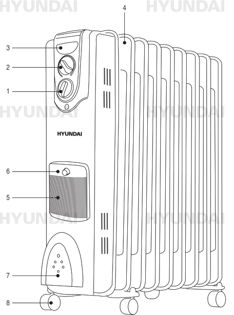 HYUNDAI 68711 Oil filled Radiator Heater - fig